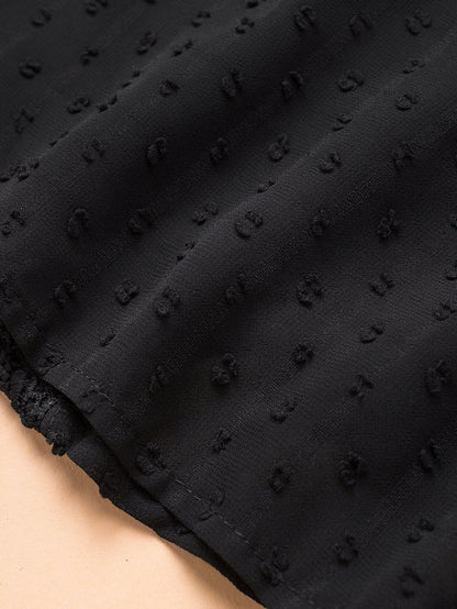 Elegant Swiss Dot Lace Detailed V-Neck Blouse