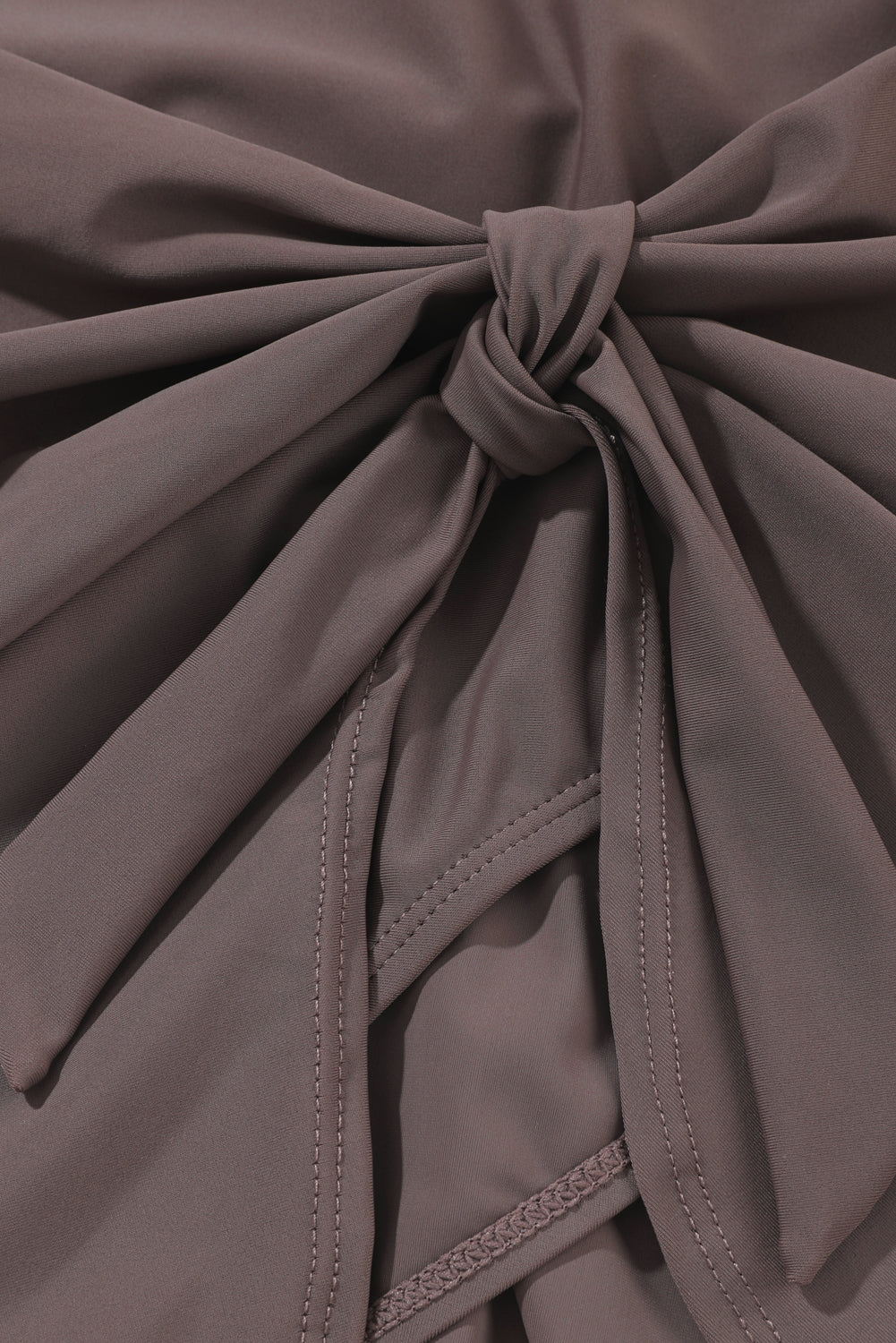 Coffee Brown Knotted Split Sheath Style Swim Dress