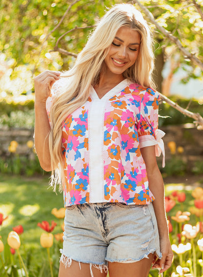 floral short sleeve blouse