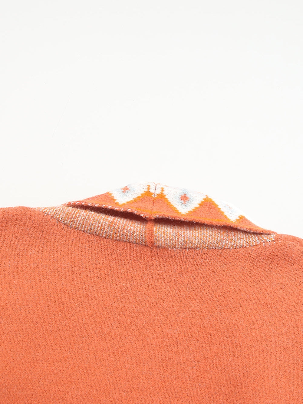 Aztec Print Orange Knit Duster Cardigan with Open Front