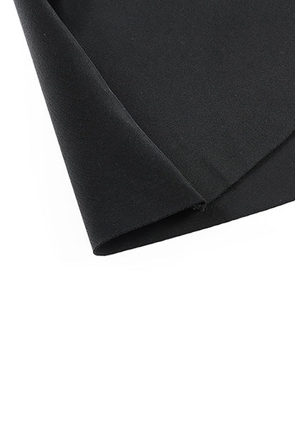 Strappy Black V Neck Swimdress with Side Slit