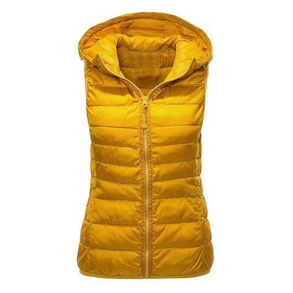 Women's Hiking Vest Down Vest Sleeveless Top Outdoor Windproof Breathable Quick Dry Soft Winter Stylish Polyester Black White Yellow Hunting Fishing Climbing