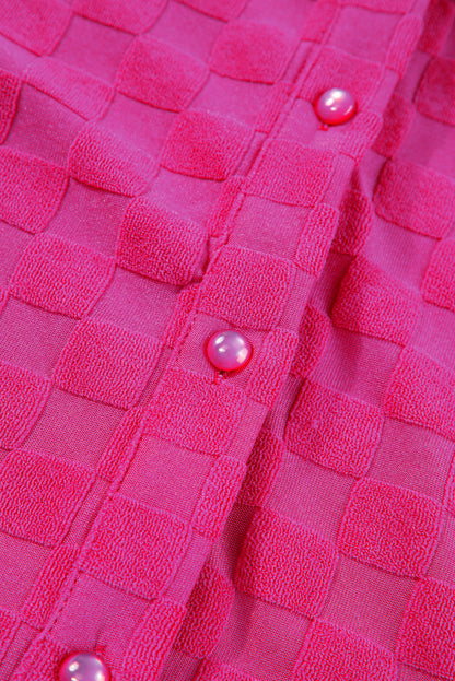 Peach Blossom Checkered Terry Knit Plus Size 2-Piece Shorts Set