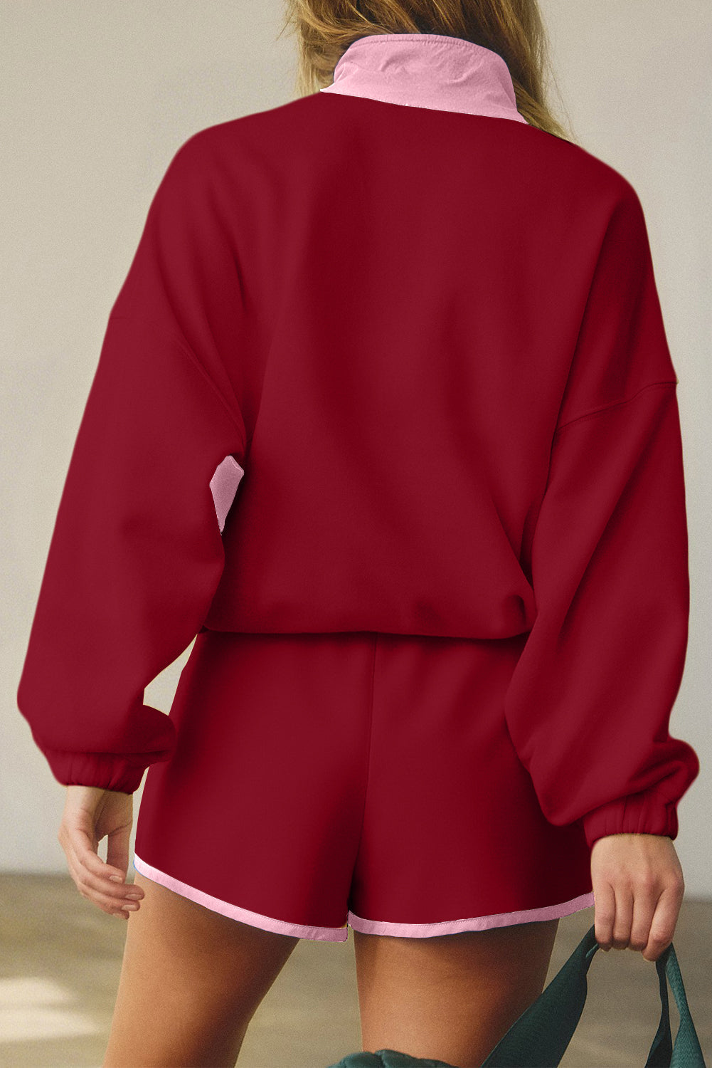 half button sweatshirt short set