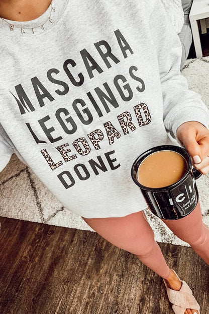 Gray Leopard Print Graphic Pullover Sweatshirt