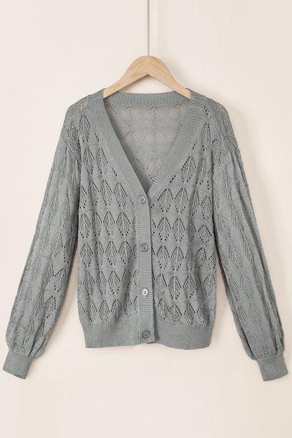 gray crochet cardigan