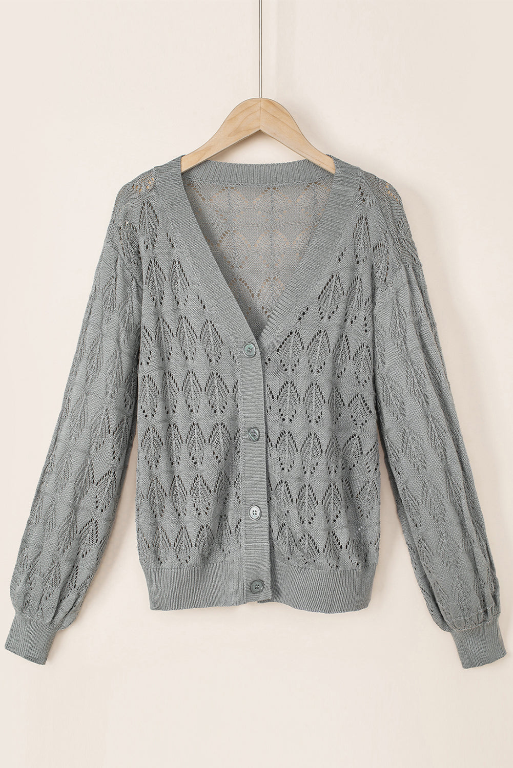 gray crochet cardigan