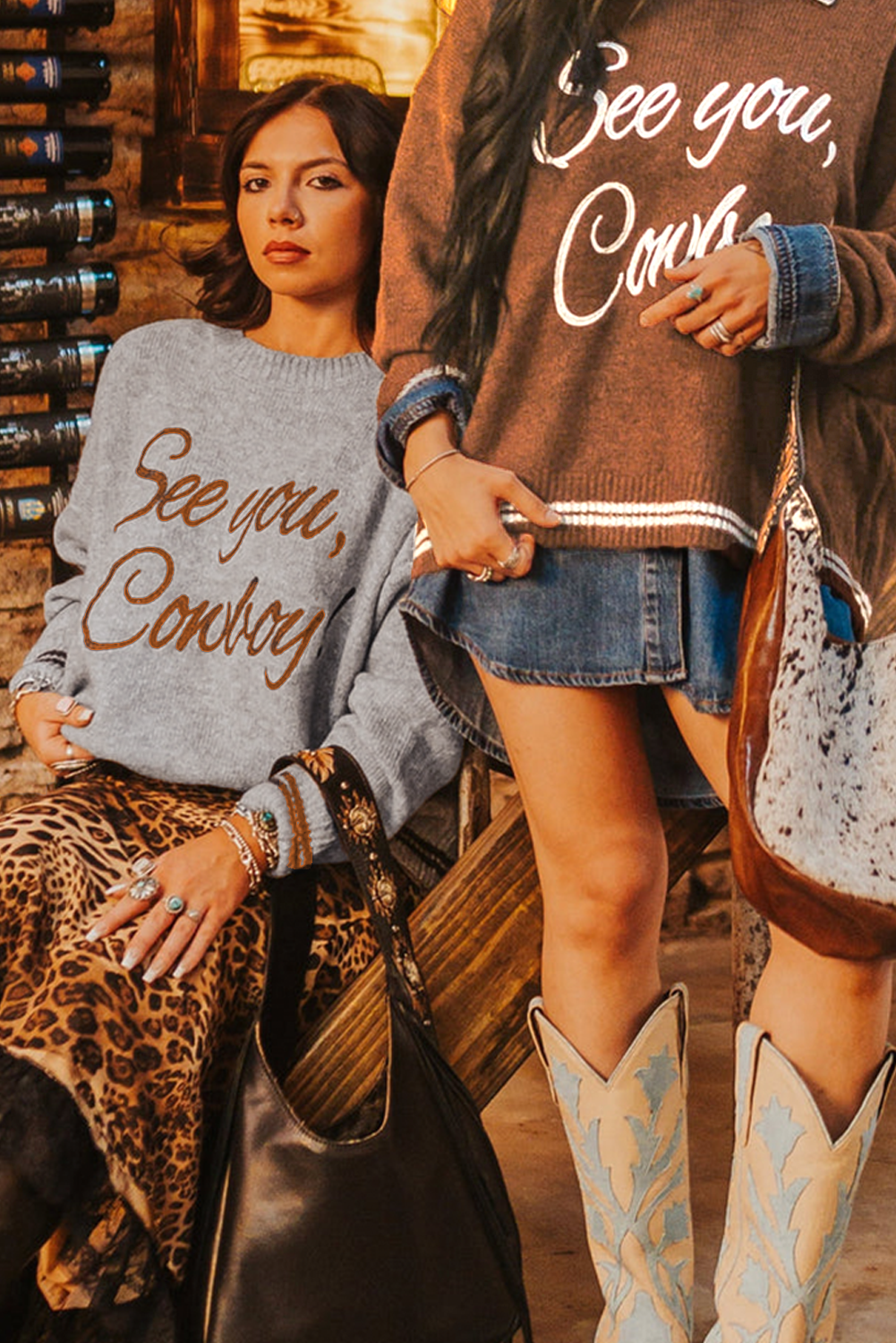 western graphic sweater