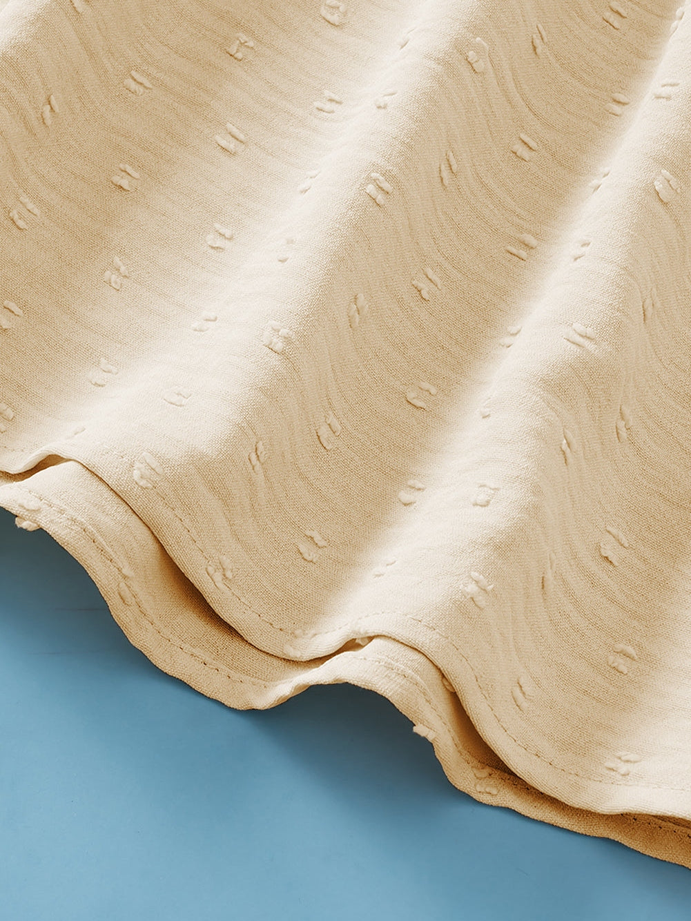 Golden Fleece Plus Size Swiss Dot Lace Trim Split Neck Babydoll Top