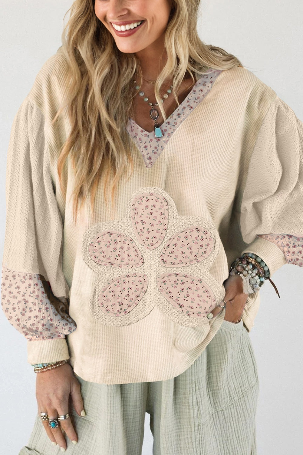 floral patchwork hoodie