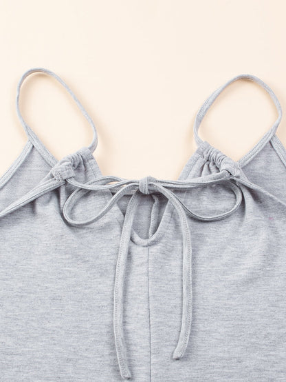 Gray Plus Size Solid Color Spaghetti Straps Wide Leg Jumpsuit