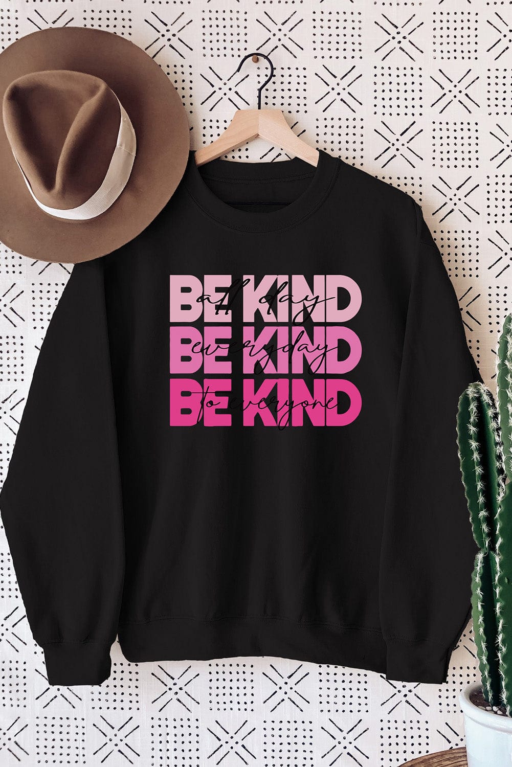 BE KIND Black Rainbow Letter Print Graphic Sweatshirt