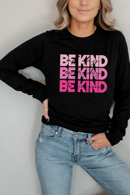 BE KIND Black Rainbow Letter Print Graphic Sweatshirt