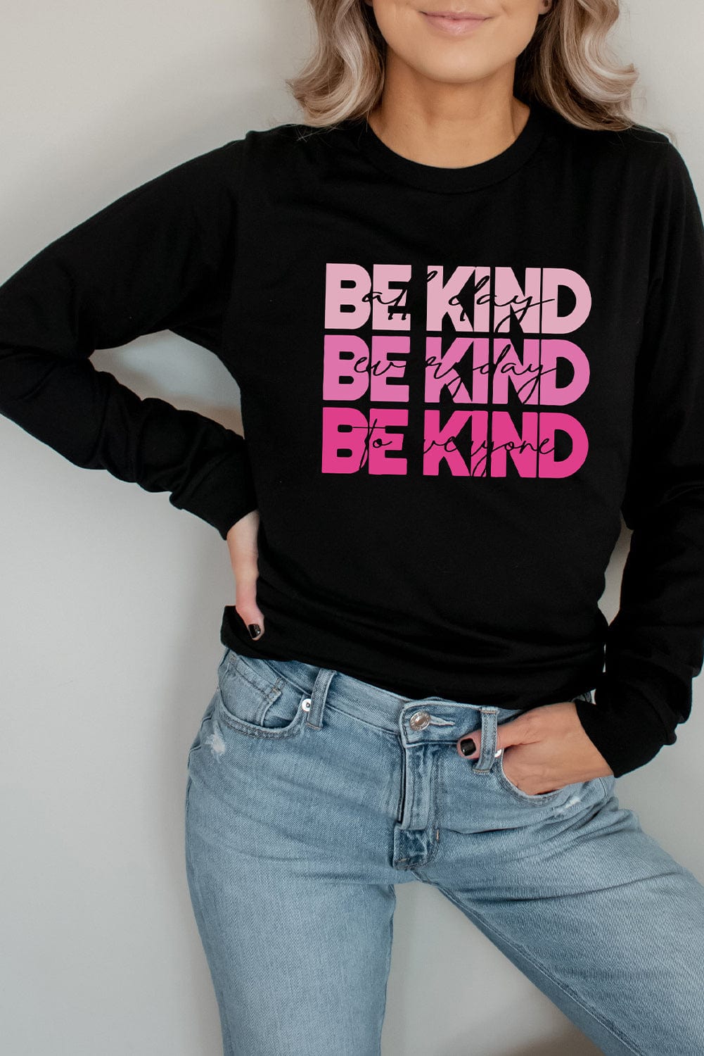 BE KIND Black Rainbow Letter Print Graphic Sweatshirt