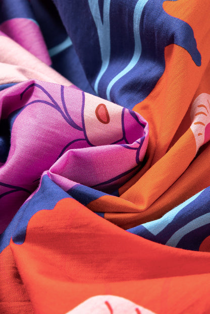 Floral Print Balloon Sleeve Babydoll Dress for Plus Size Women