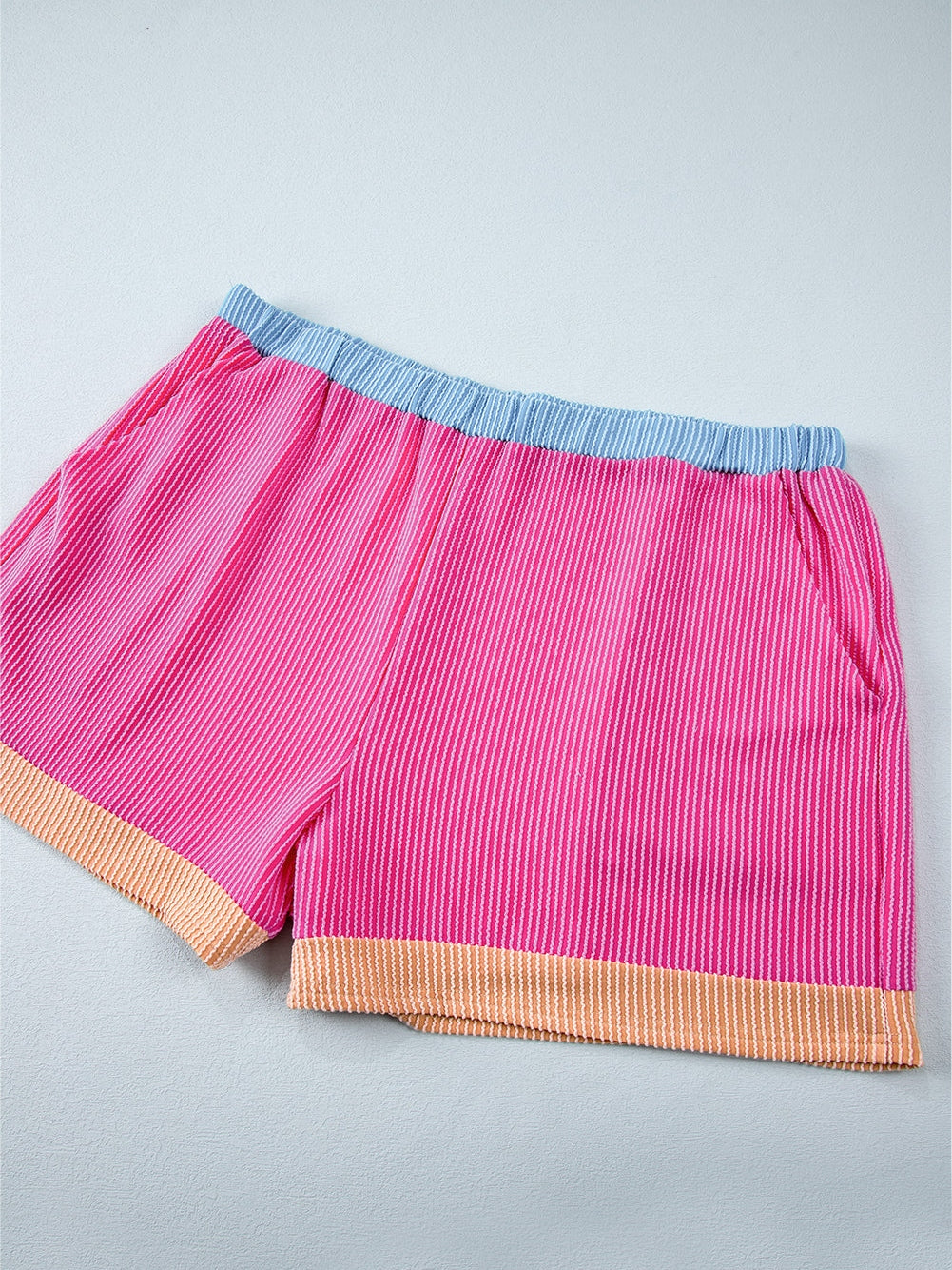 Vibrant Pink Patchwork Knit Lounge Set for Plus Size Women