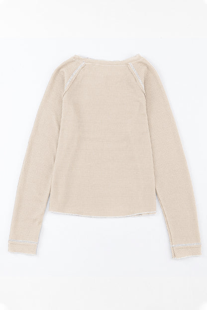 textured knit long sleeve top