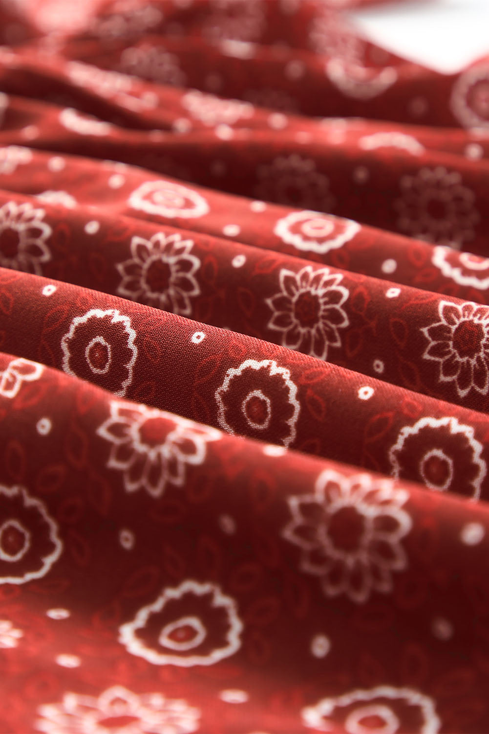 Fiery Red Plus Size Square Neck Printed Peplum Top