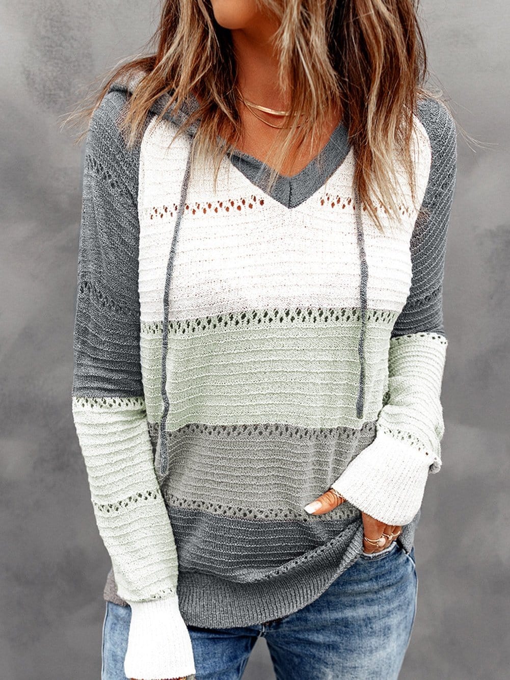 Beach Nights Striped Knit Hoodie