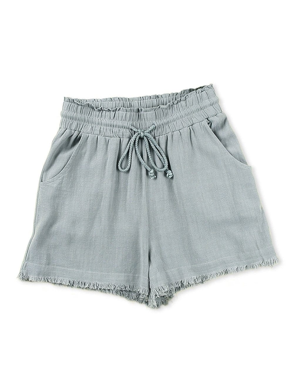Beachy Gray Frayed Hem Pocketed Shorts
