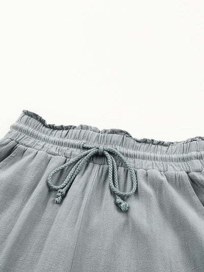 Beachy Gray Frayed Hem Pocketed Shorts