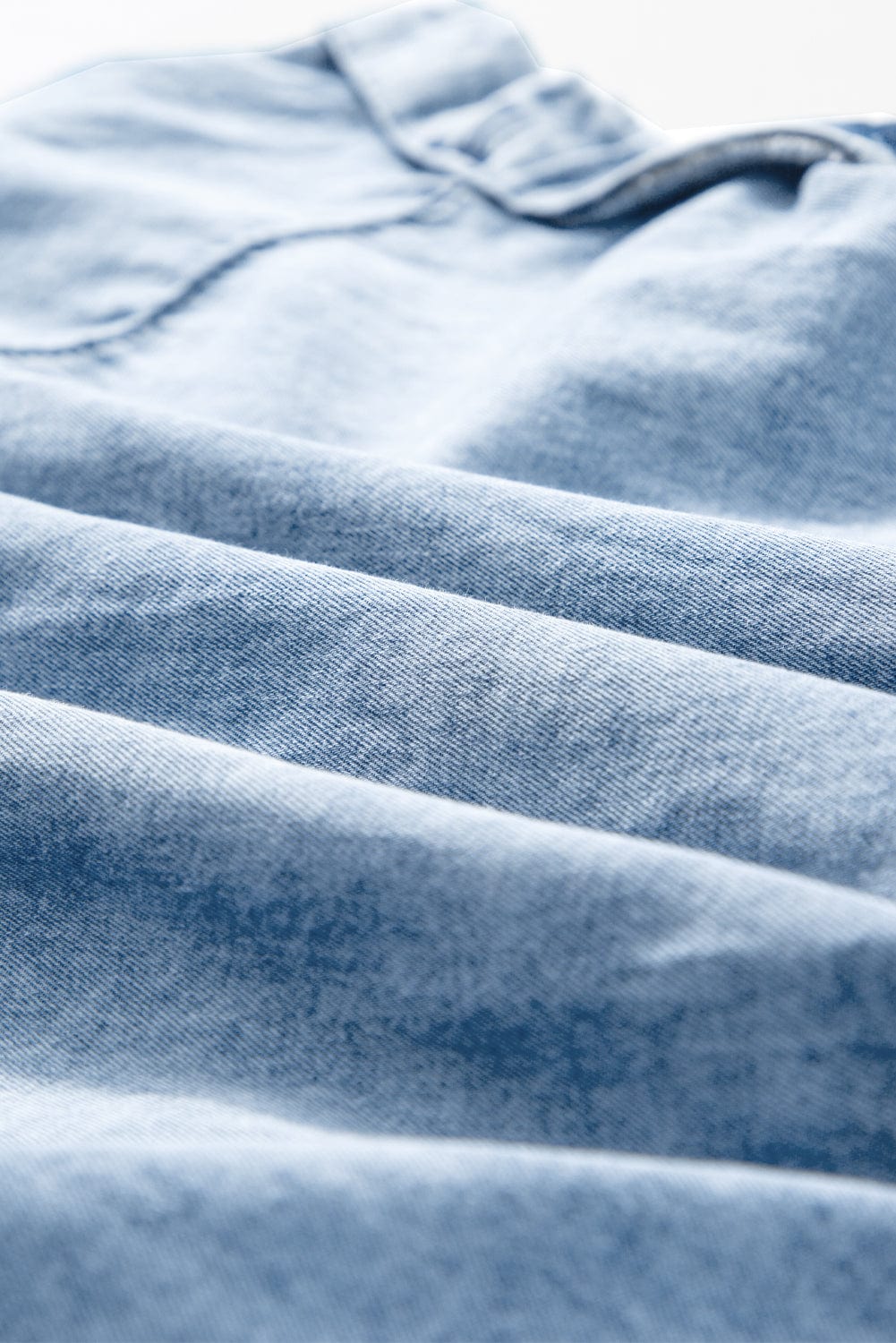 Beau Blue Acid Wash Tiered Denim Mini Dress with V-Neck