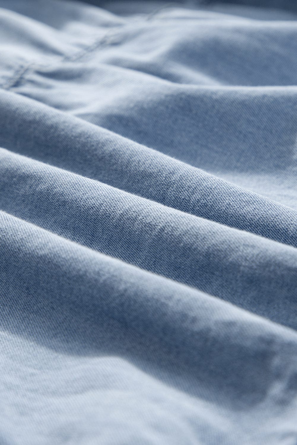 Beau Blue Denim Tiered A-line Dress with Ruffle Details