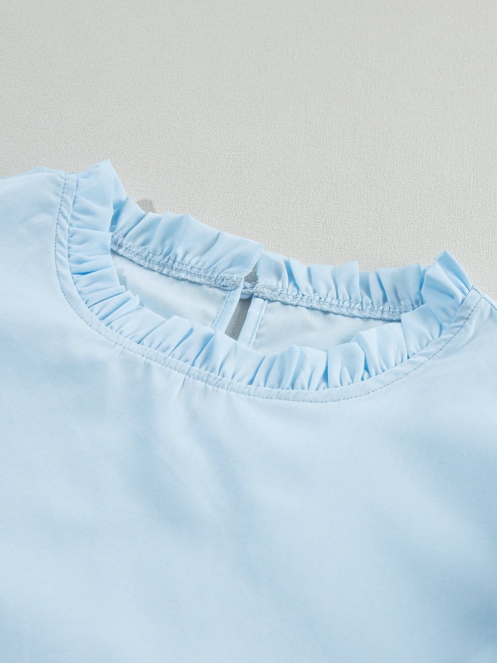 Beau Blue Elegant Cap Sleeve Blouse with Ric Rac Detail