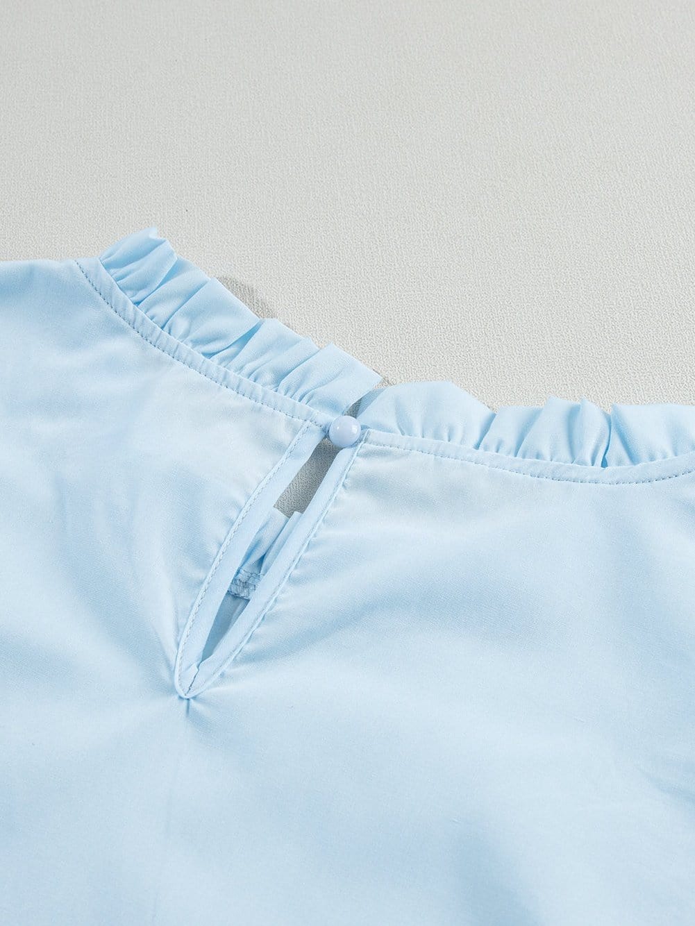 Beau Blue Elegant Cap Sleeve Blouse with Ric Rac Detail