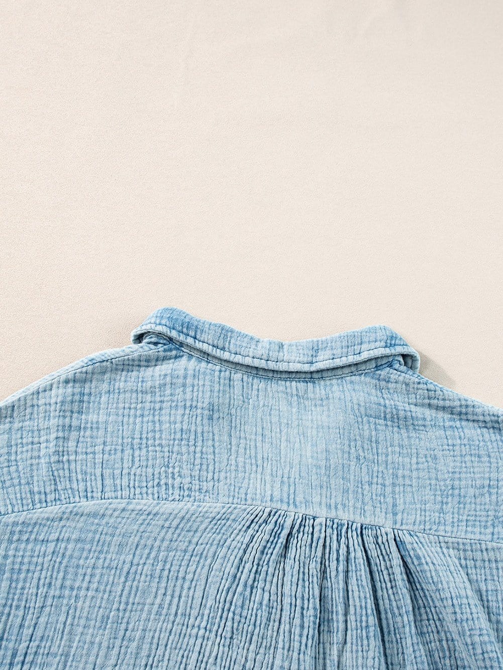 Beau Blue Mineral Wash Tiered Crinkle Dress with Raw Hem