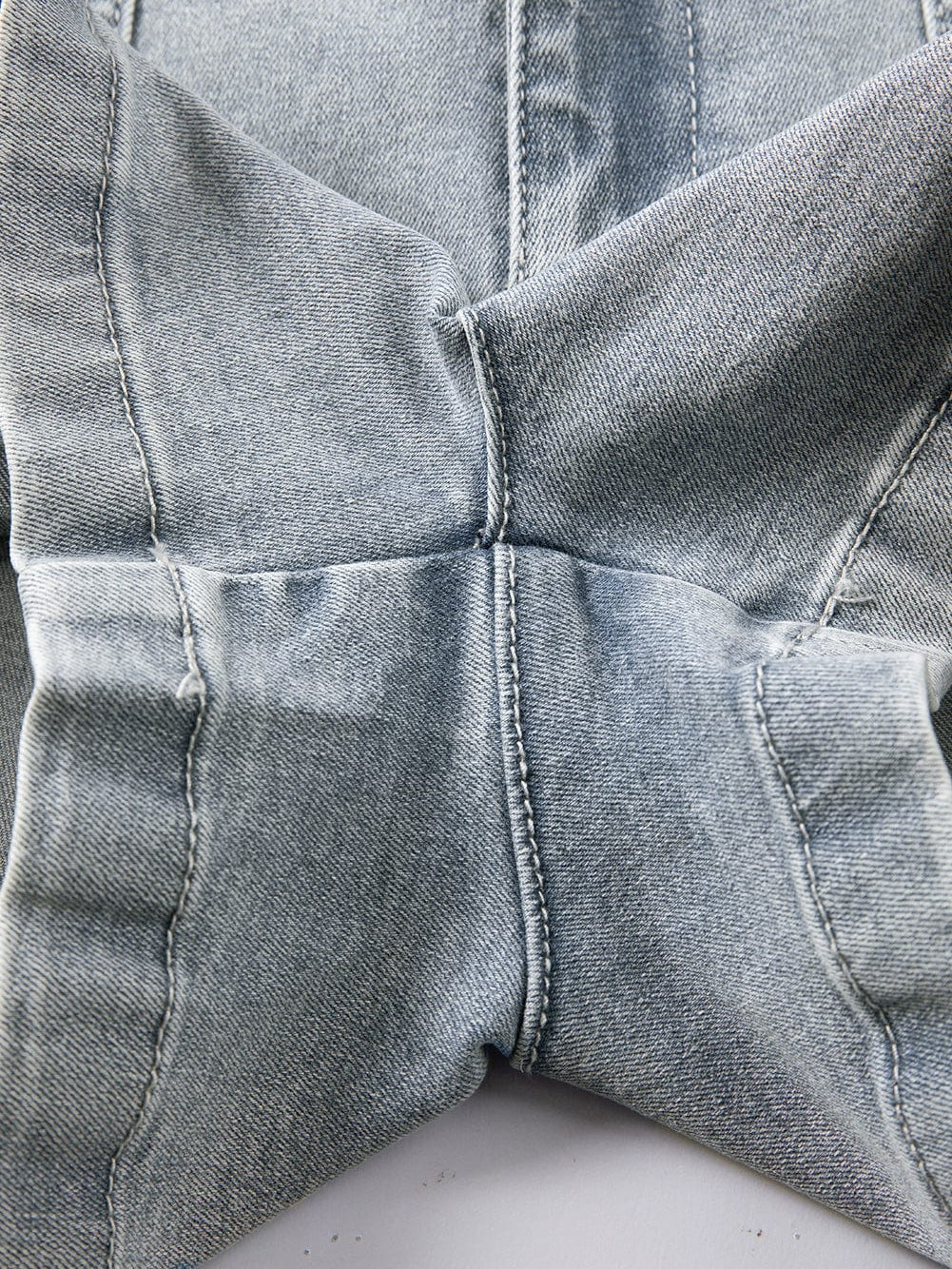 Beau Blue Ruffled High Waist Flap Pockets Denim Shorts