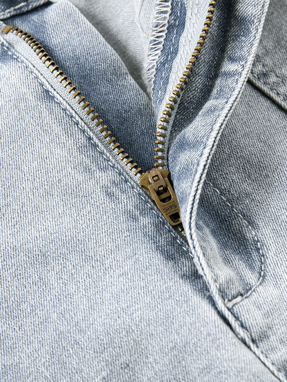 Beau Blue Ruffled High Waist Flap Pockets Denim Shorts