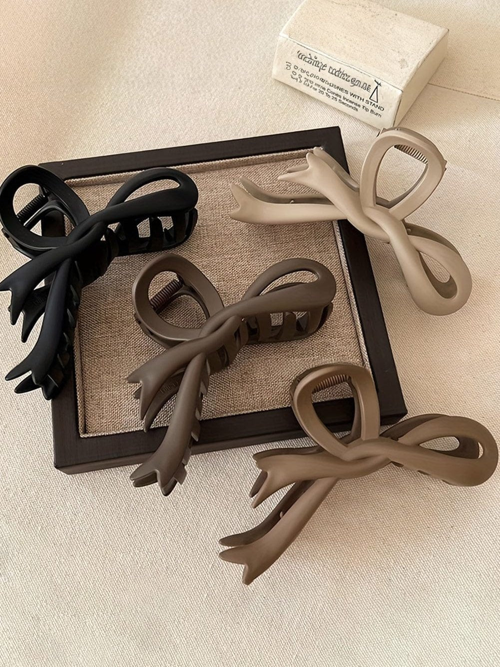 Beige  Bowknot Large Hair Claw Clip