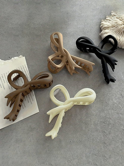 Beige  Bowknot Large Hair Claw Clip