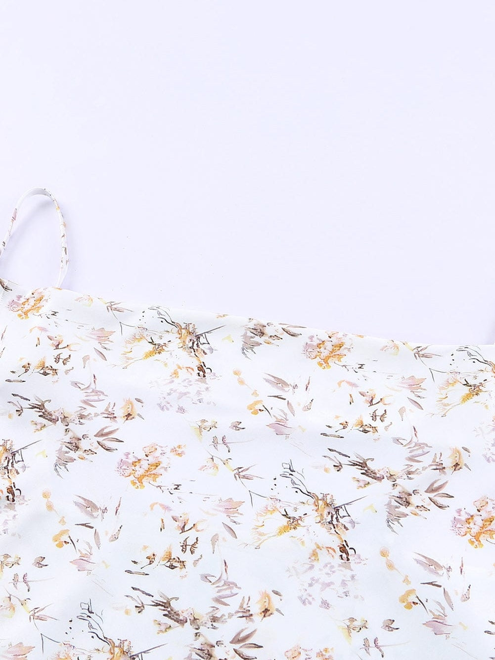 Beige Cowl Neck Floral Tank Top