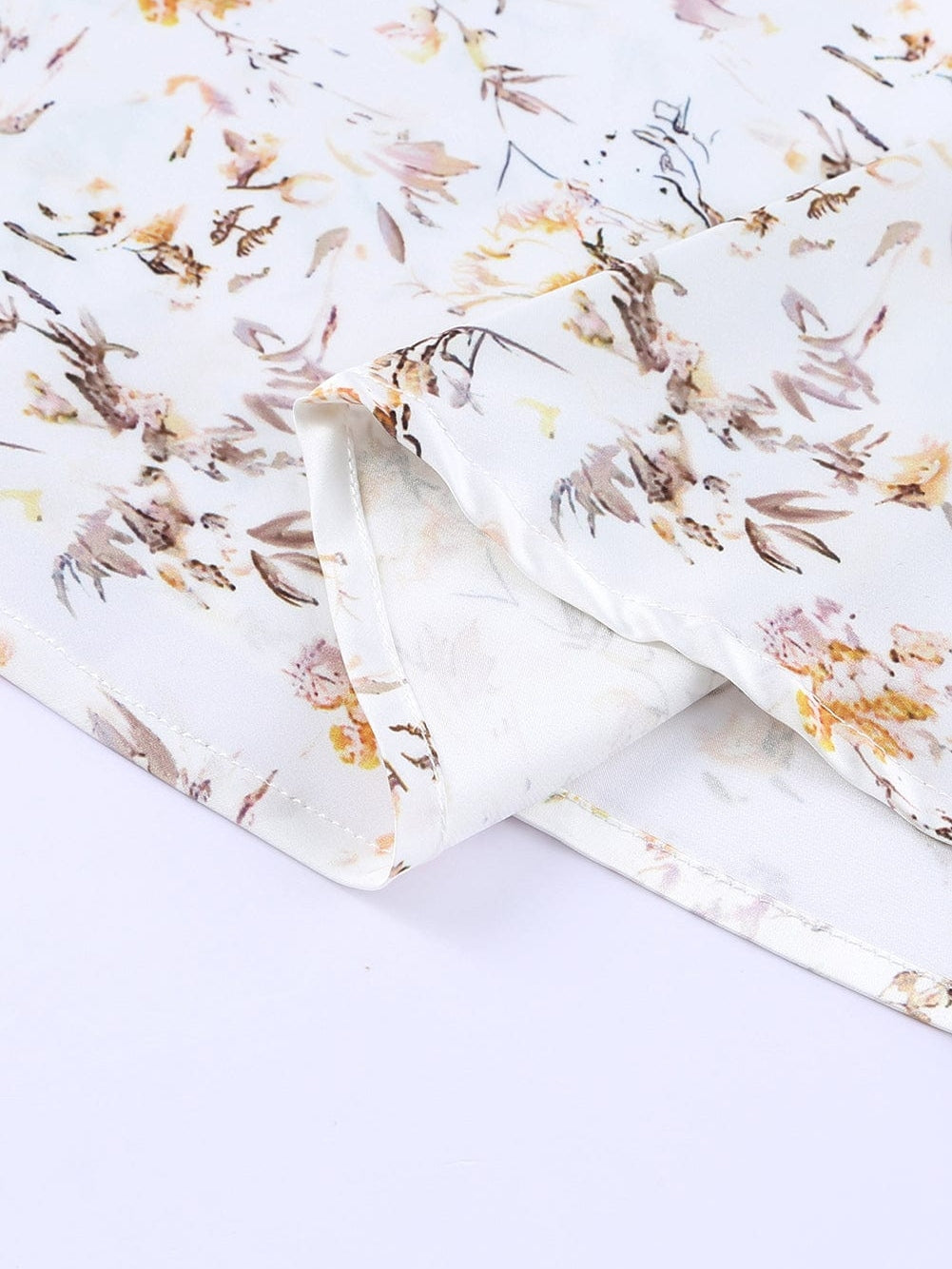 Beige Cowl Neck Floral Tank Top