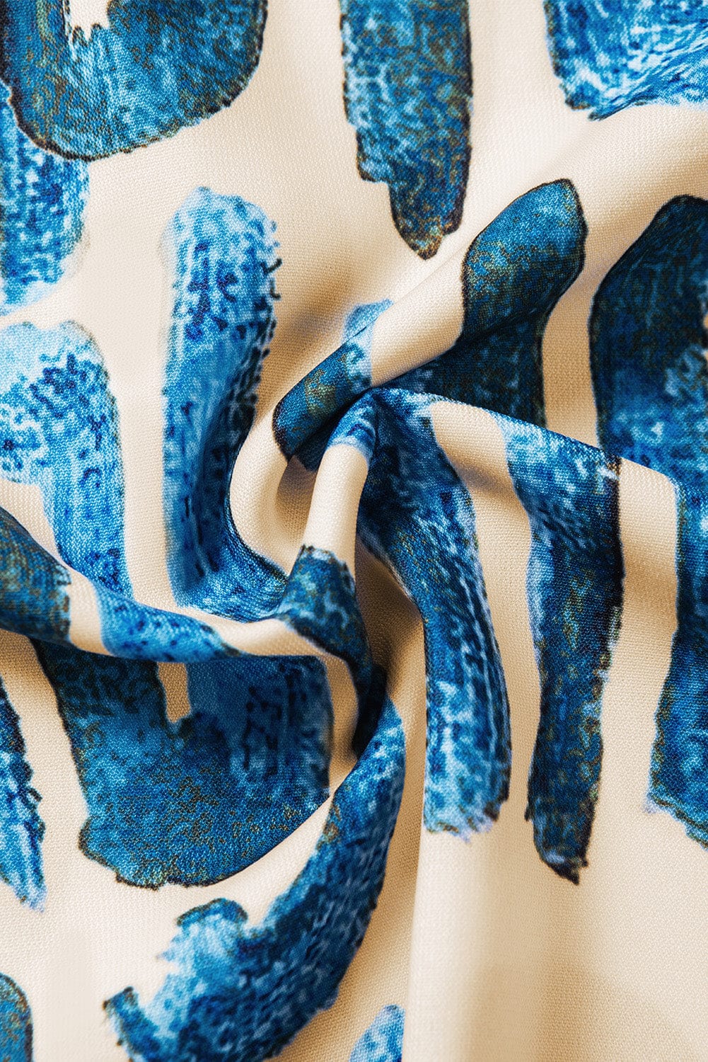 Beige Floral Embroidered Puff Sleeve Blouse with Frilled Neck