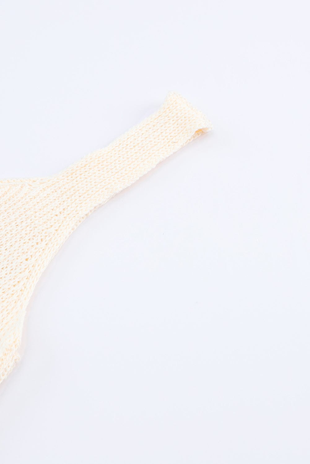 Beige Knitted Vest with Ruffled Crochet Hem