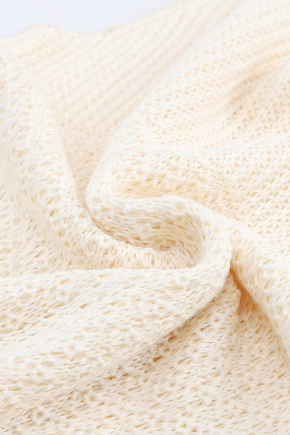 Beige Knitted Vest with Ruffled Crochet Hem