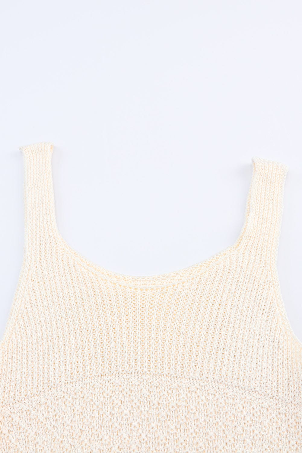 Beige Knitted Vest with Ruffled Crochet Hem