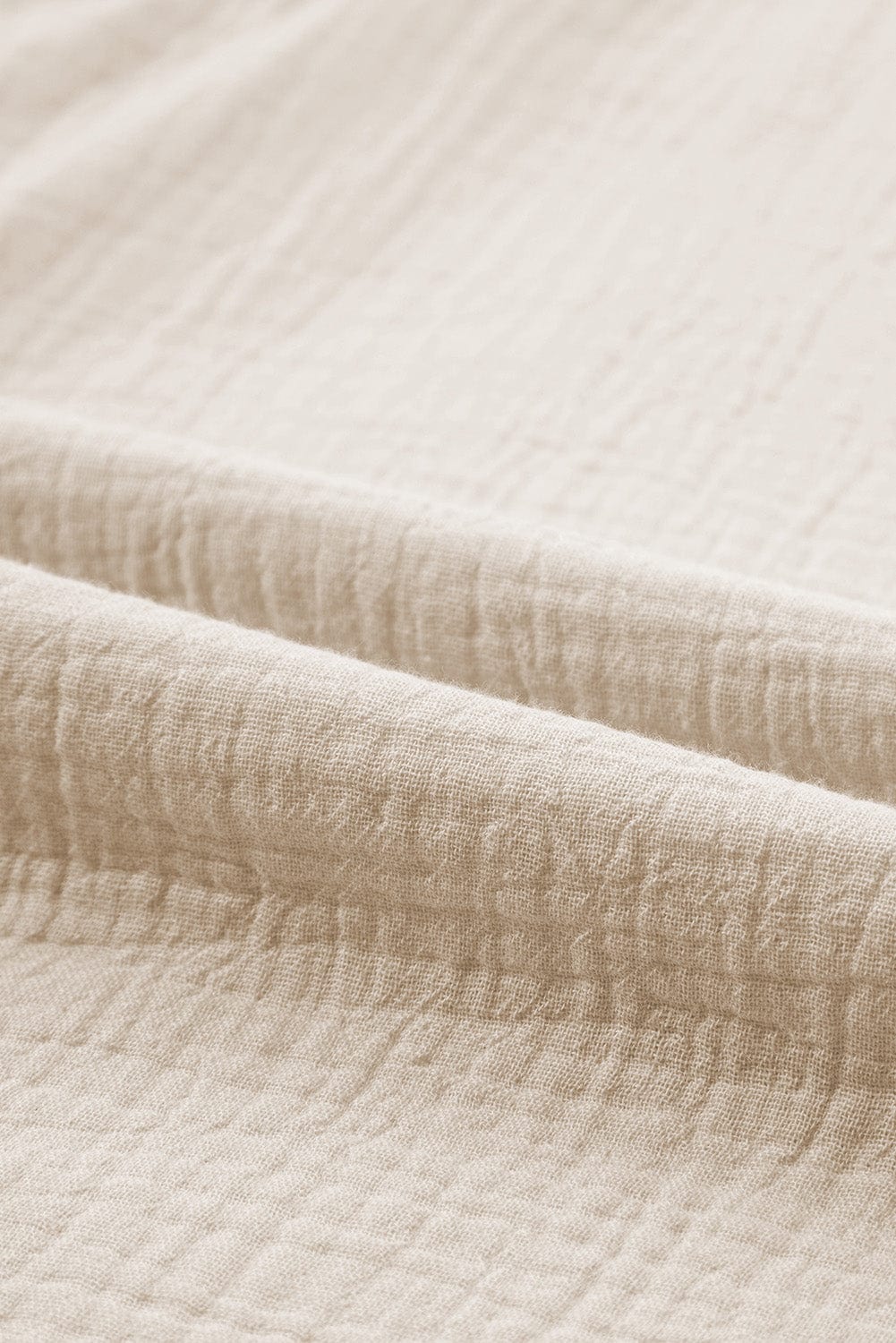 Beige Lace Trim Shift Mini Dress with Puff Sleeves