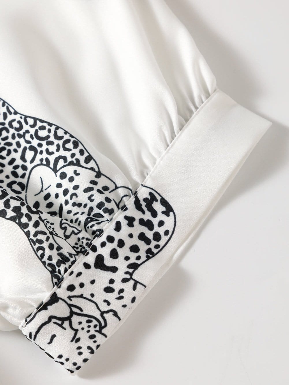 Beige Leopard Print Button-Up Half Sleeve Blouse