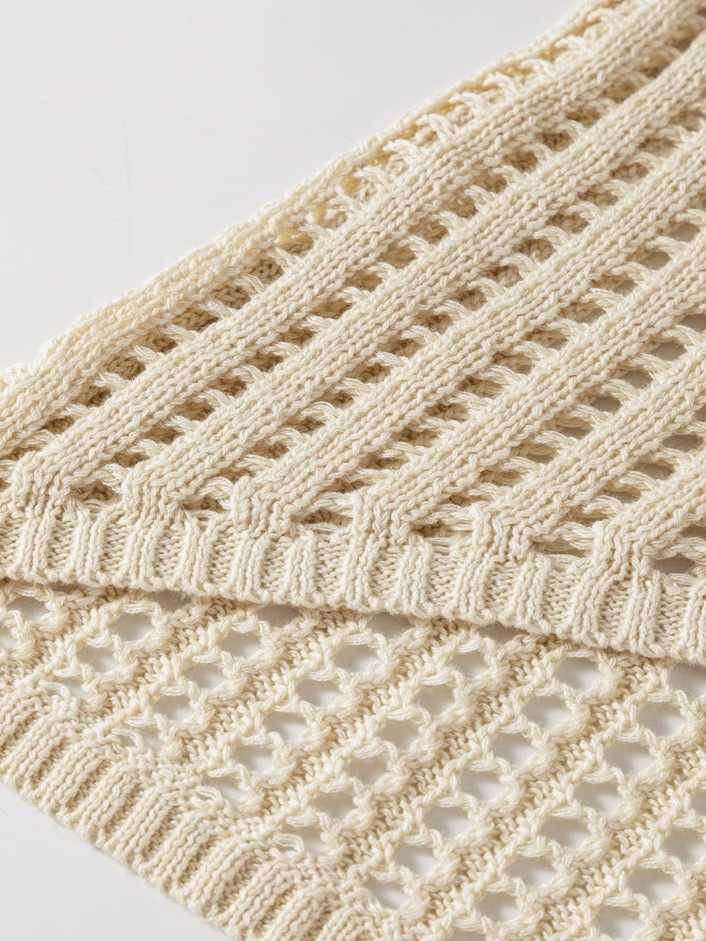 Beige Pointelle Bottom Detail Knitted Sleeveless Sweater Tank Top