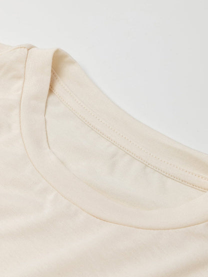 Beige Puff Sleeve Tiered A-line Shift Dress with Embellishments