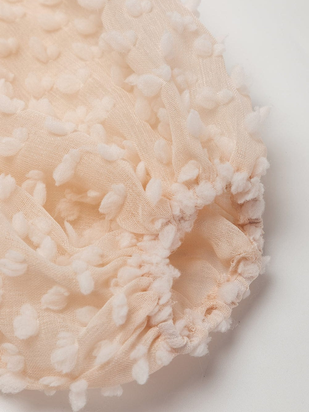 Beige Puff Sleeve Tiered A-line Shift Dress with Embellishments