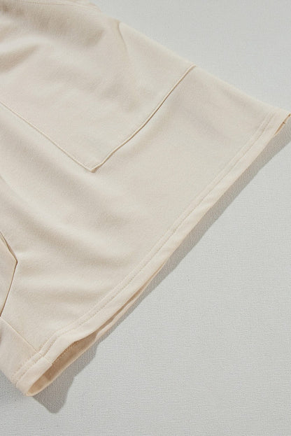 Beige Smocked Button Detail Sleeveless Romper