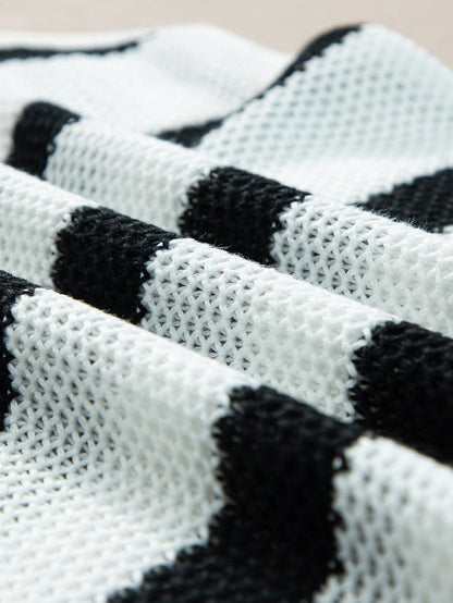 Beige Striped Fringe Detail Tank Top