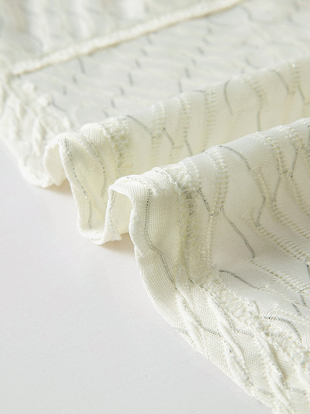 Beige Textured V Neck Split Hem Oversized Top