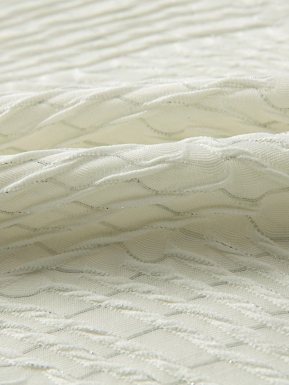 Beige Textured V Neck Split Hem Oversized Top