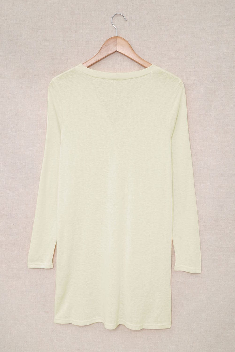 Beige V-Neck Button-Up Cardigan for Casual Layering